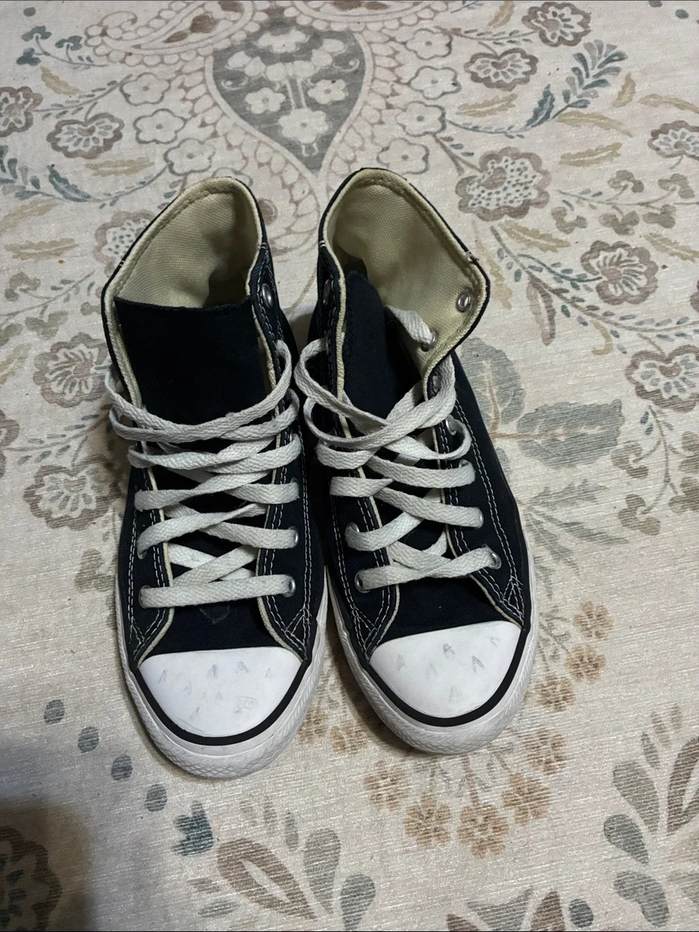 Kids Black High-Top Canvas Sneakers with White Accents
